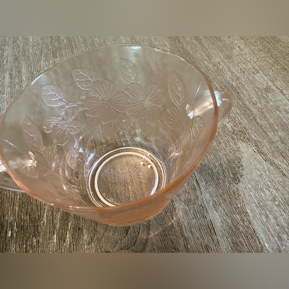 Depression Glass 2 Dogwood Macbeth Evans Pink Open Sugar Bowls / Cups W/ Handles - Picture 11 of 12